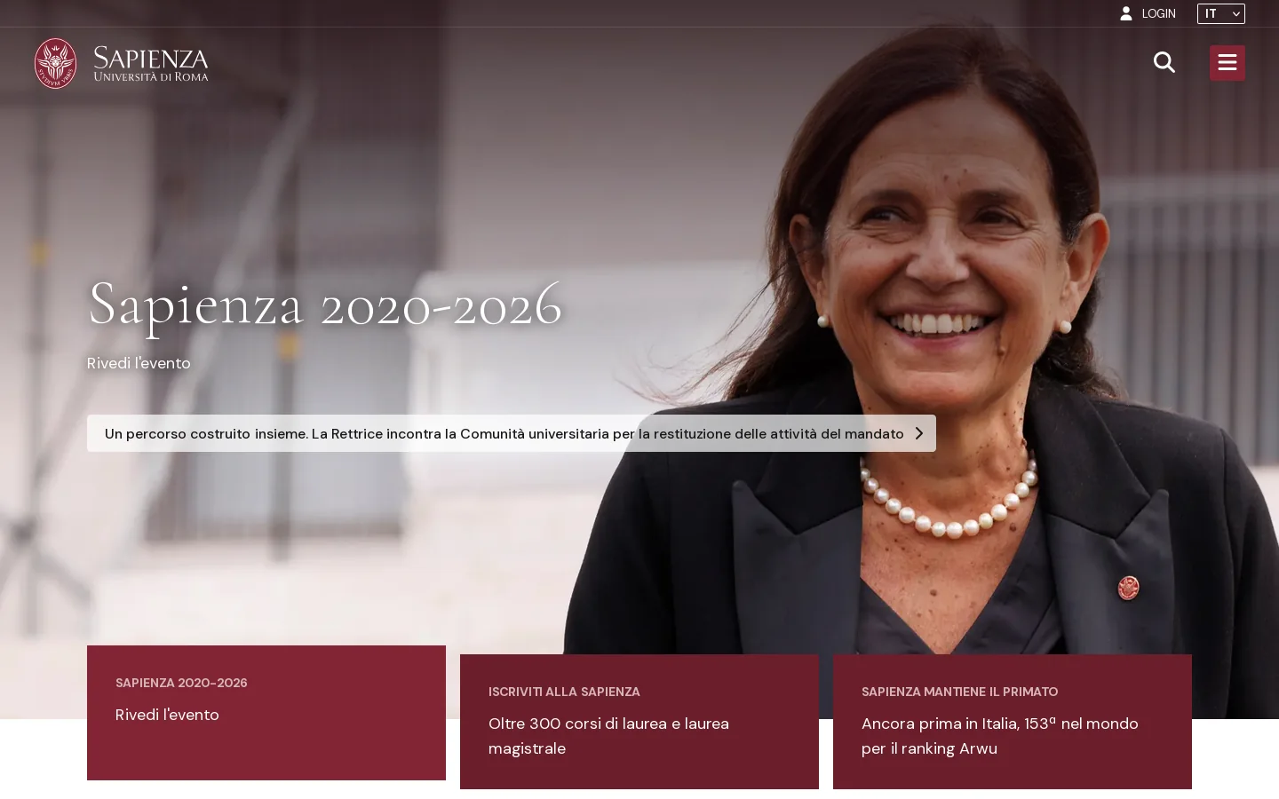 Home | Sapienza Università di Roma 首页截图