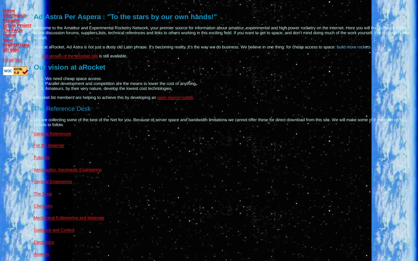 a Rocket Science Resource for Experimental Rocketeers 首页截图