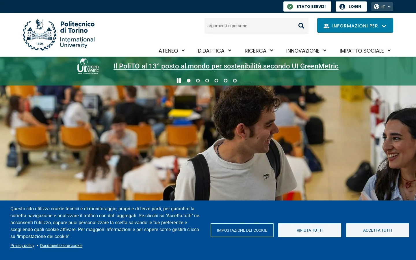 Politecnico di Torino 首页截图