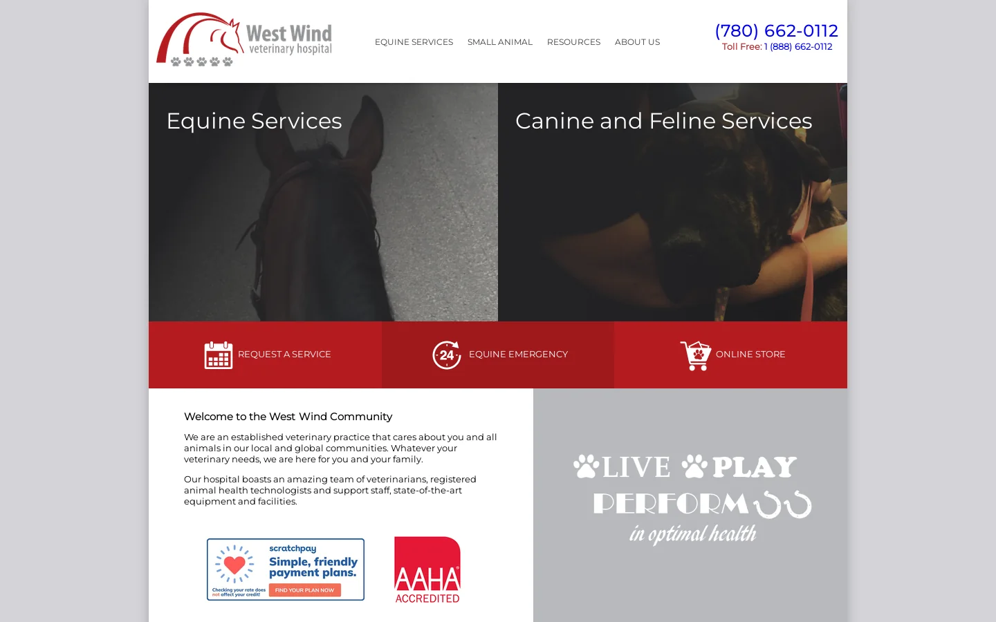 West Wind Veterinary Hospital 首页截图