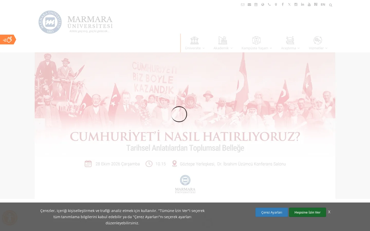 Marmara Üniversitesi 首页截图
