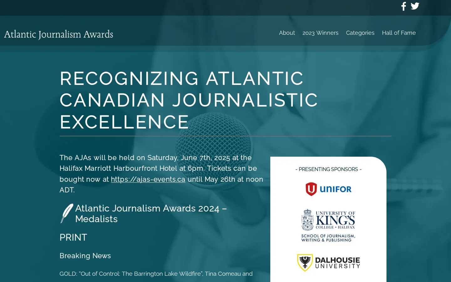 RECOGNIZING ATLANTIC CANADIAN JOURNALISTIC EXCELLENCE 首页截图