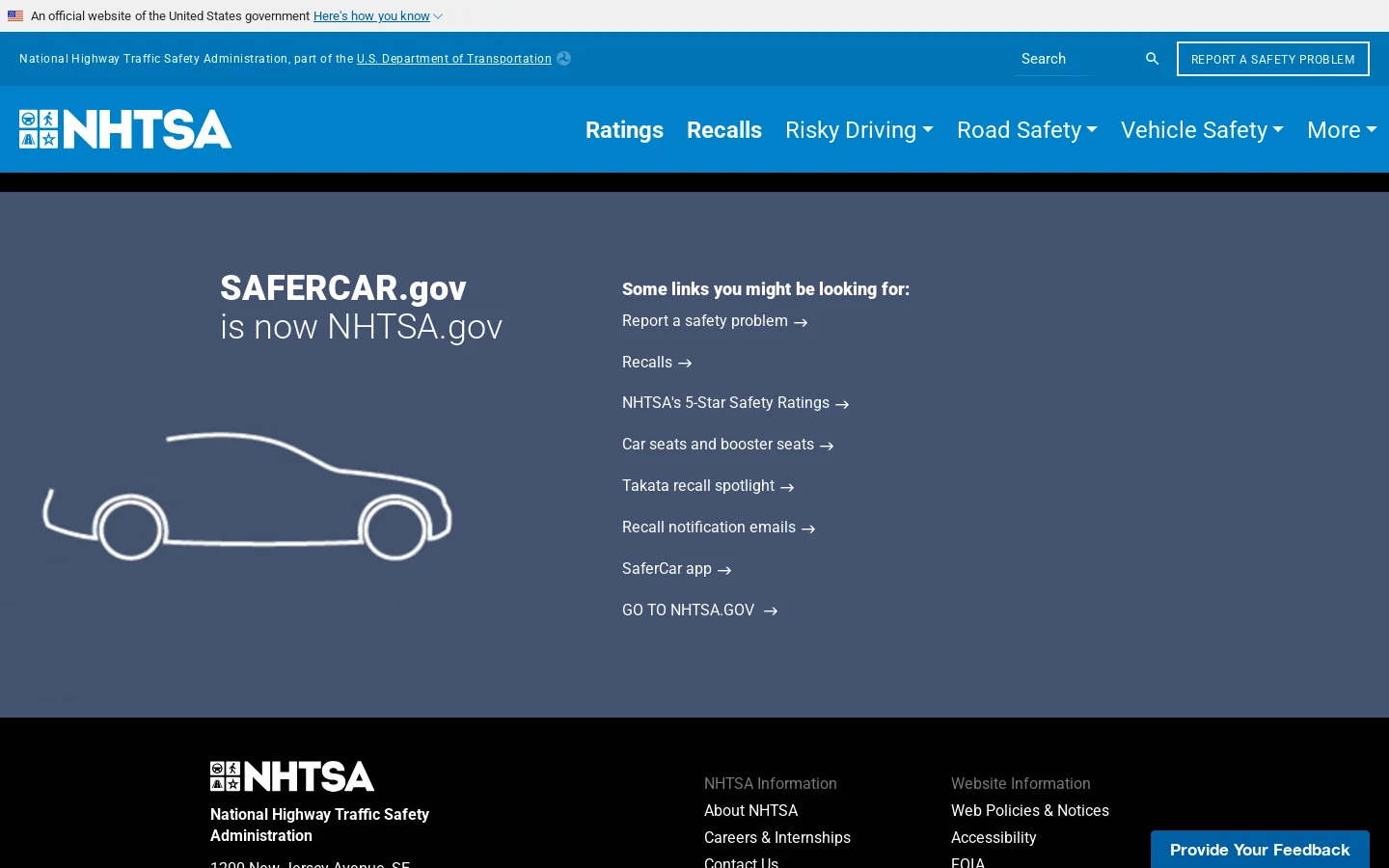 safercar.gov 首页截图