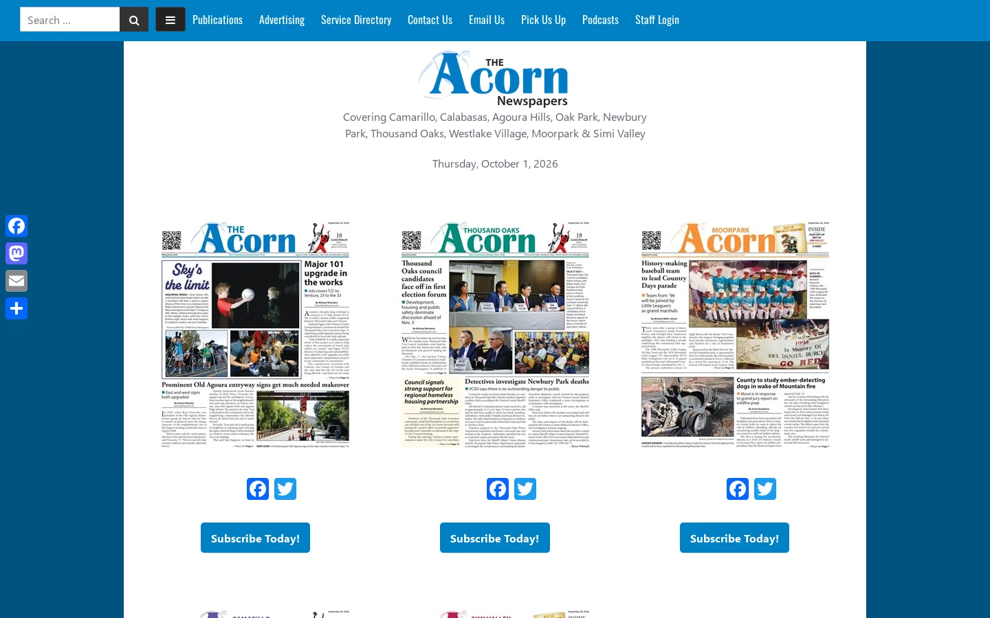 The Acorn Newspapers Portal 首页截图