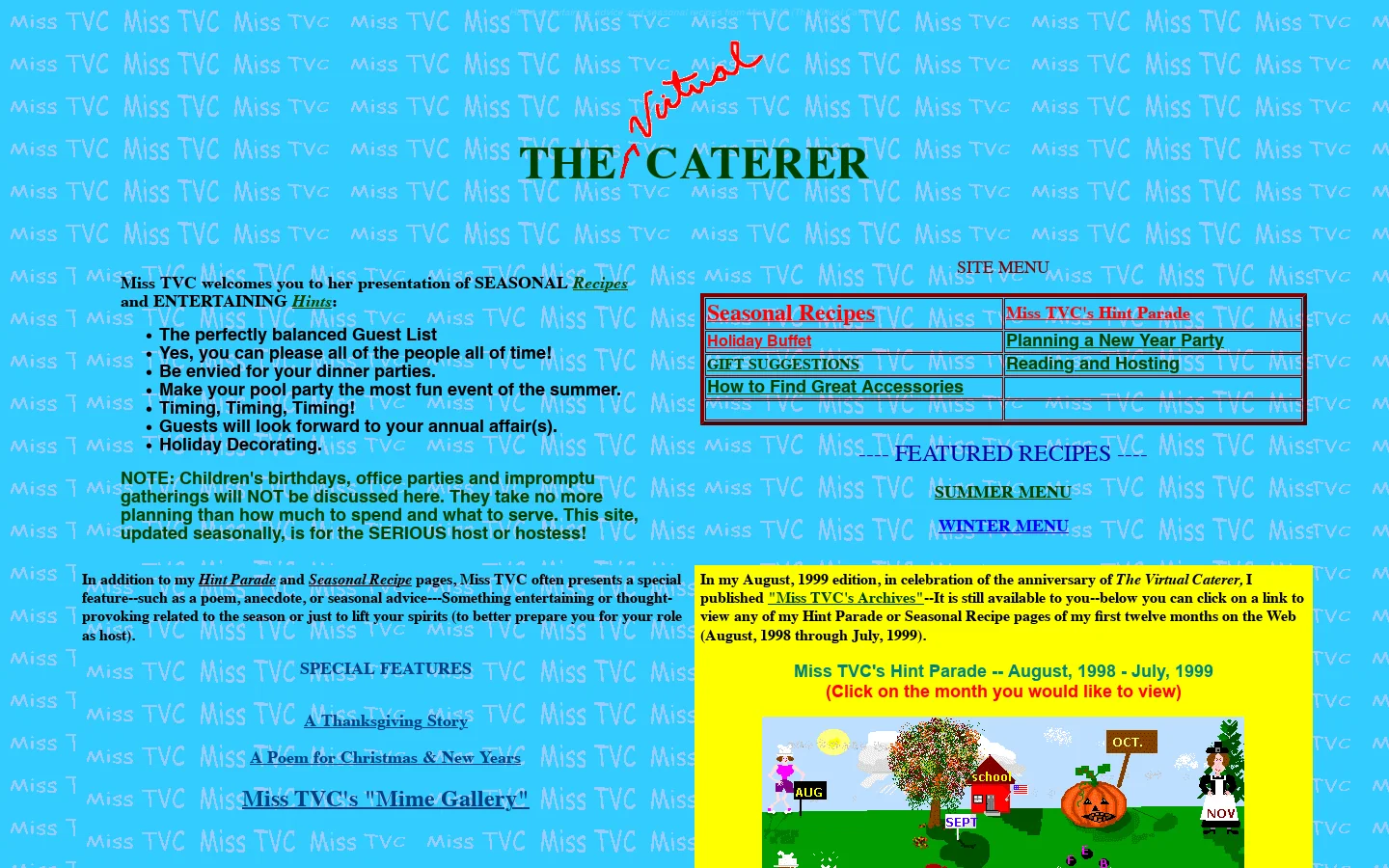 Home Entertaining Hints and Recipes from The Virtual Caterer - 首页截图