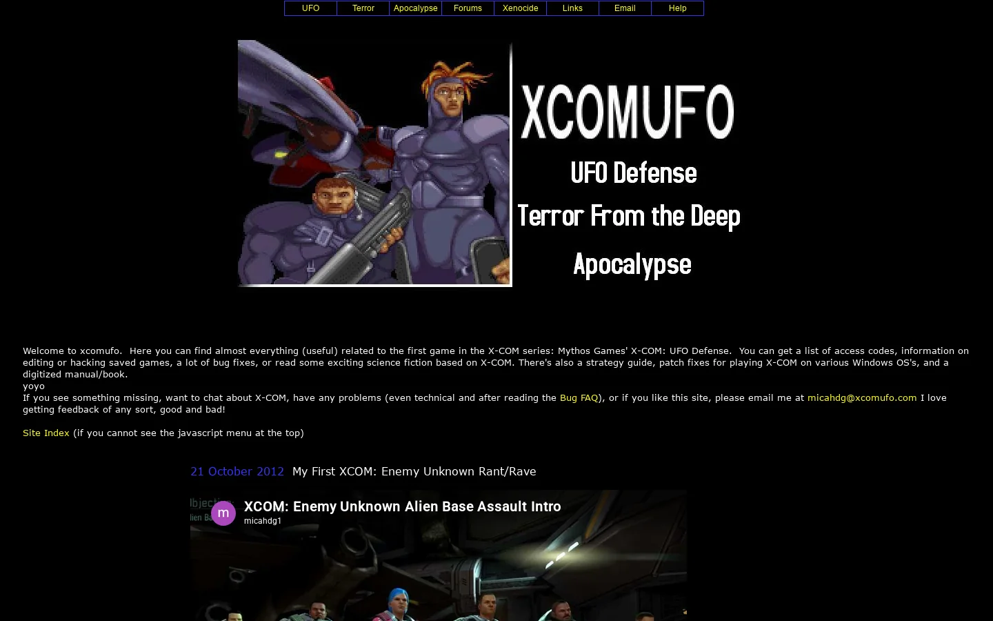 X-COM: UFO Defense 首页截图