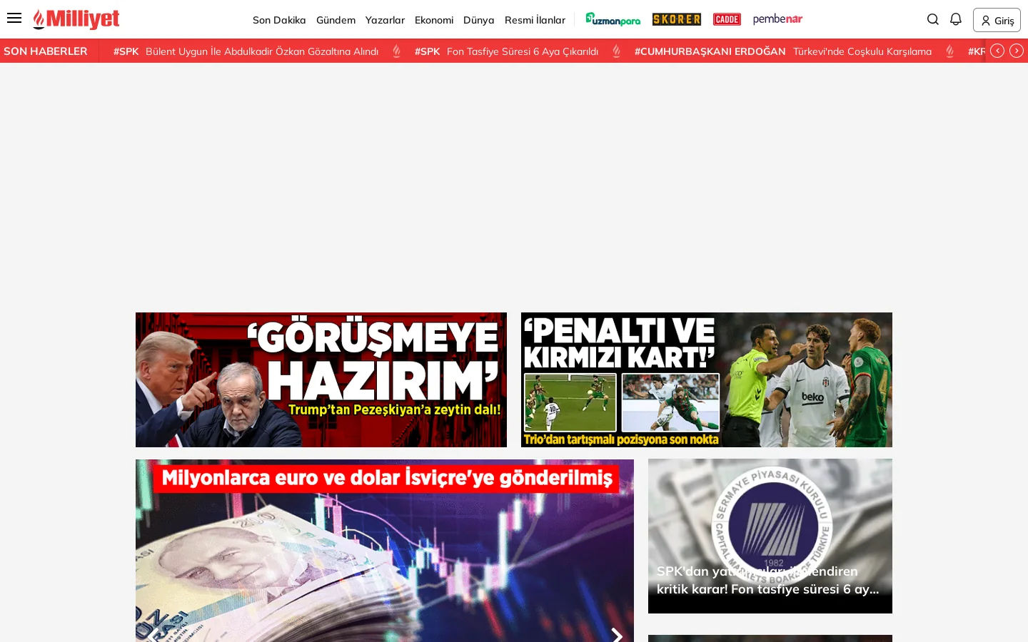 Milliyet 首页截图