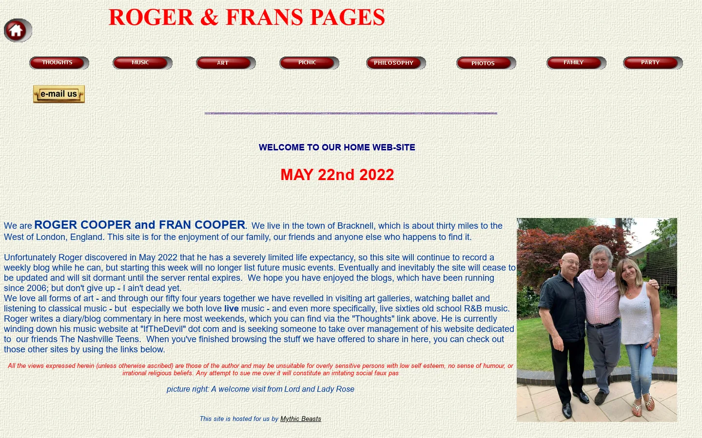 ROGER AND FRAN'S SITE 首页截图