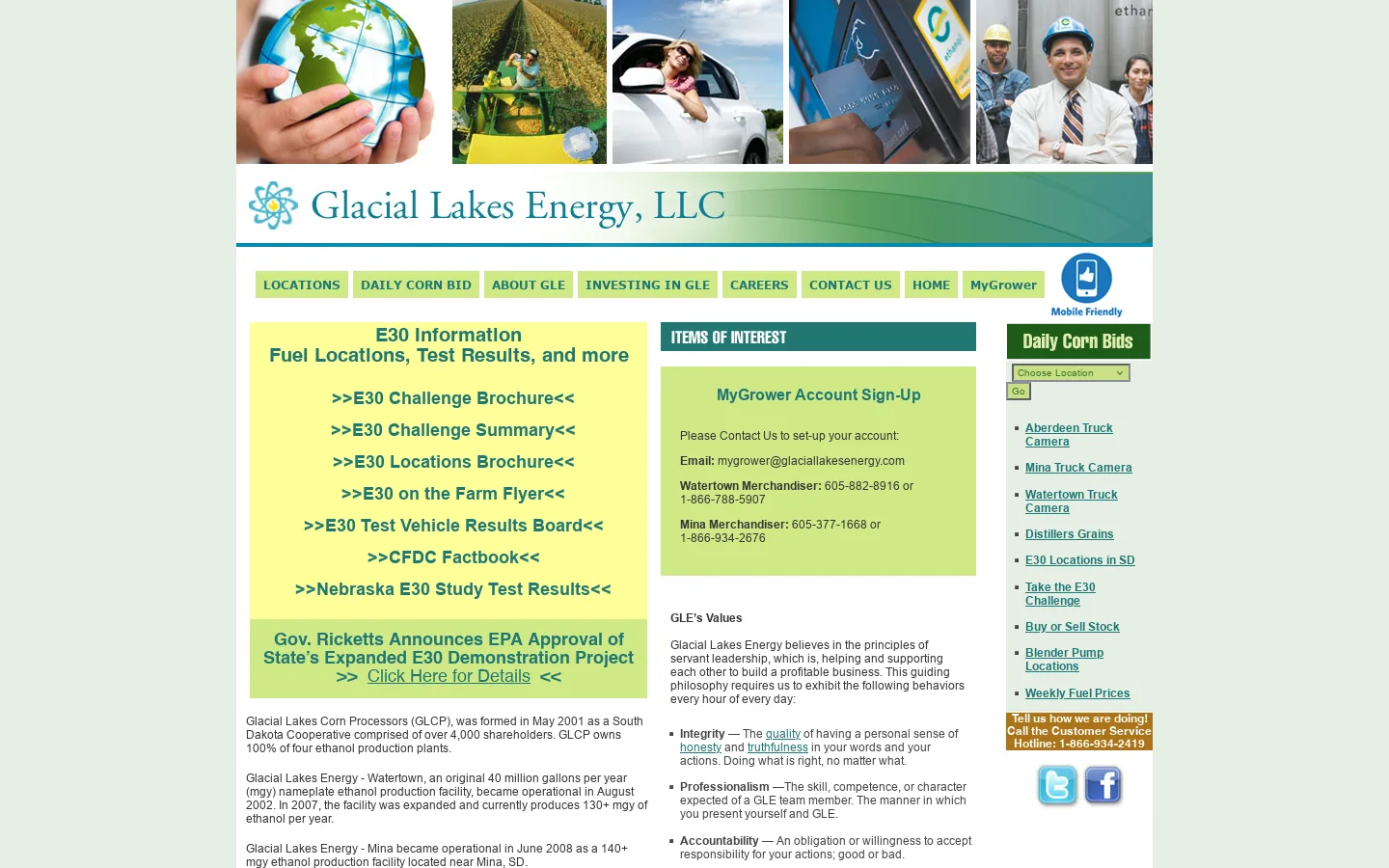 Glacial Lakes Energy, LLC 首页截图