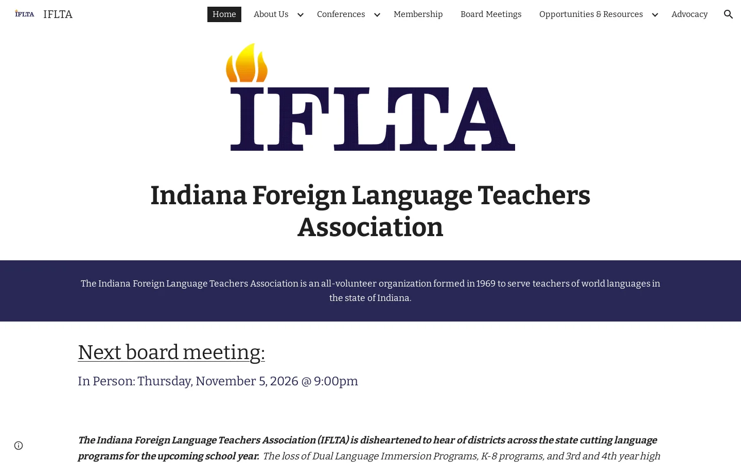 IFLTA 首页截图