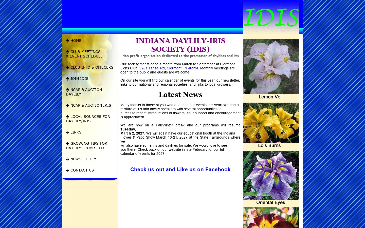 IDIS - Indiana Daylily - Iris Society 首页截图