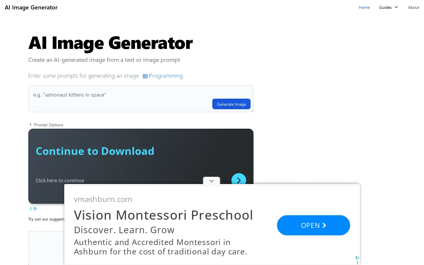 AI Image Generator 首页截图