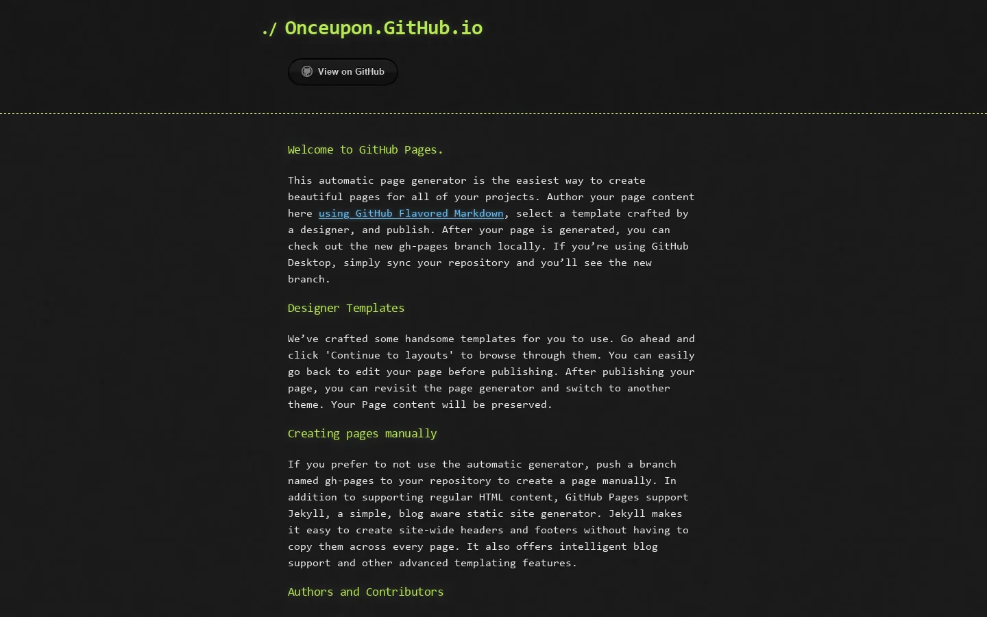 Onceupon.GitHub.io by onceupon 首页截图