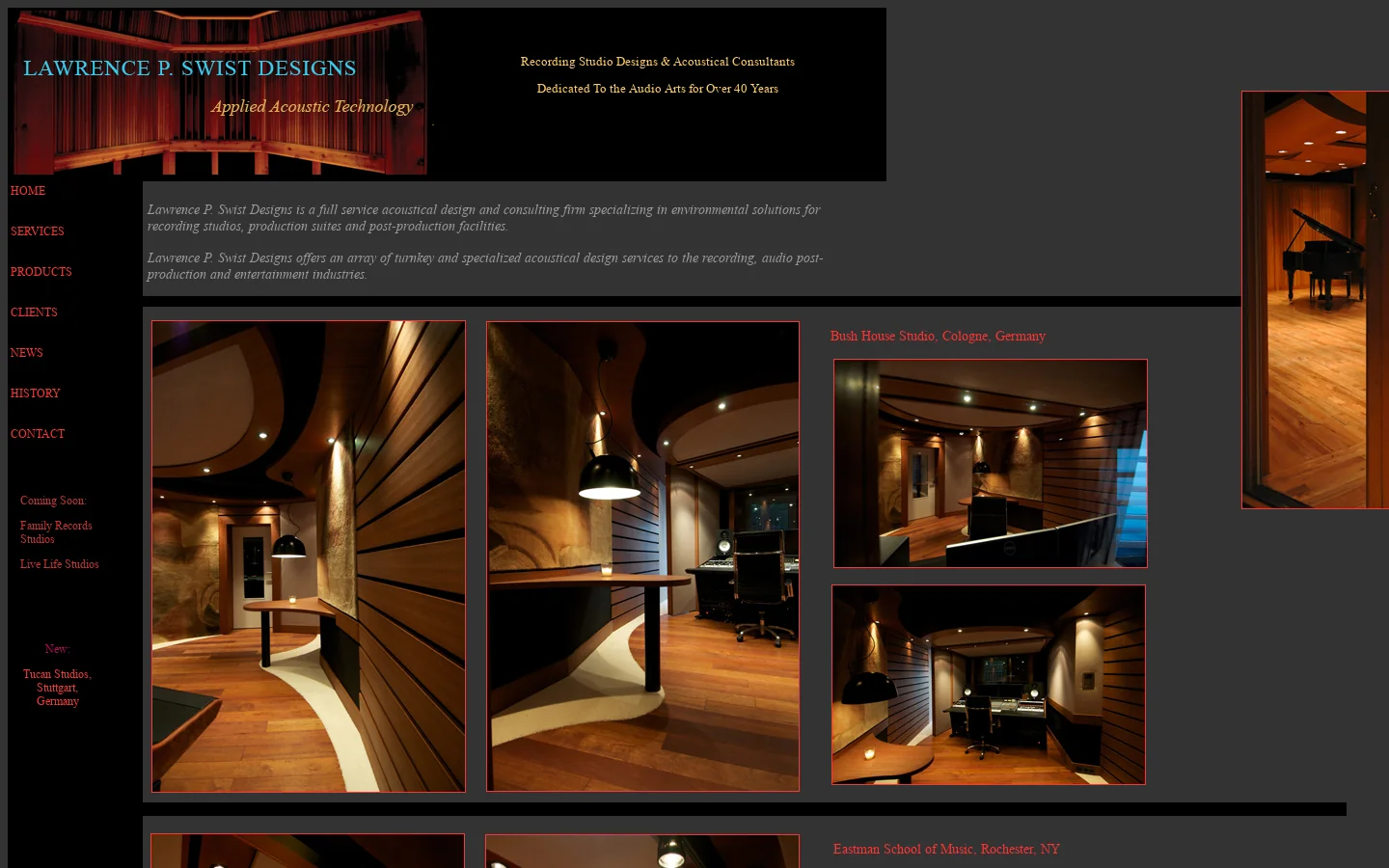 LP Swist - Recording Studio Designer and Acoustical Consultant 首页截图