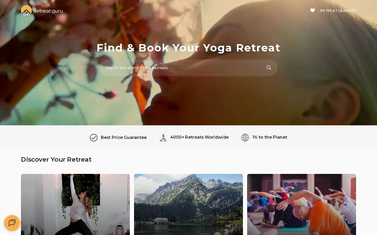 Retreat Guru 首页截图