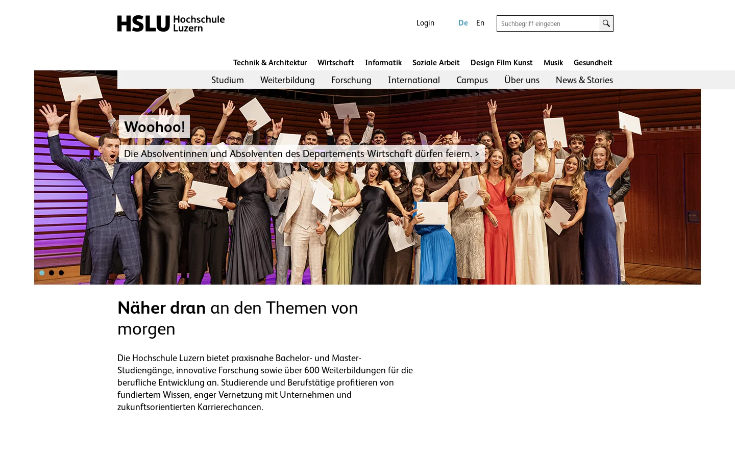 Hochschule Luzern – Näher dran | Hochschule Luzern 首页截图