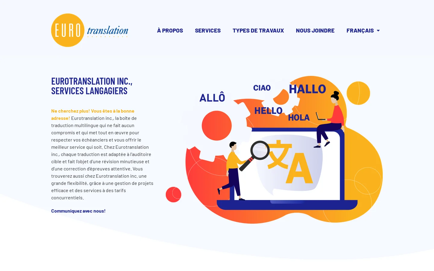 Eurotranslation 首页截图