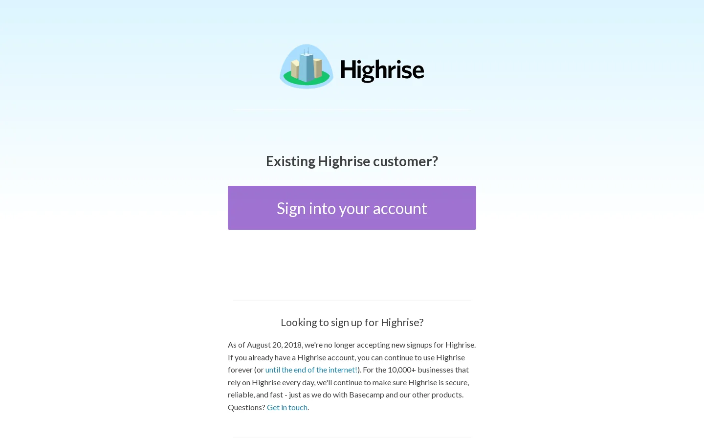 Simple CRM Software - Highrise 首页截图