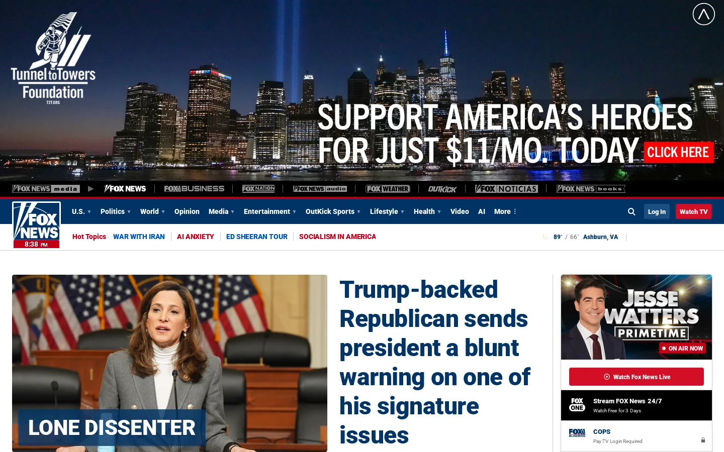 Fox News 首页截图
