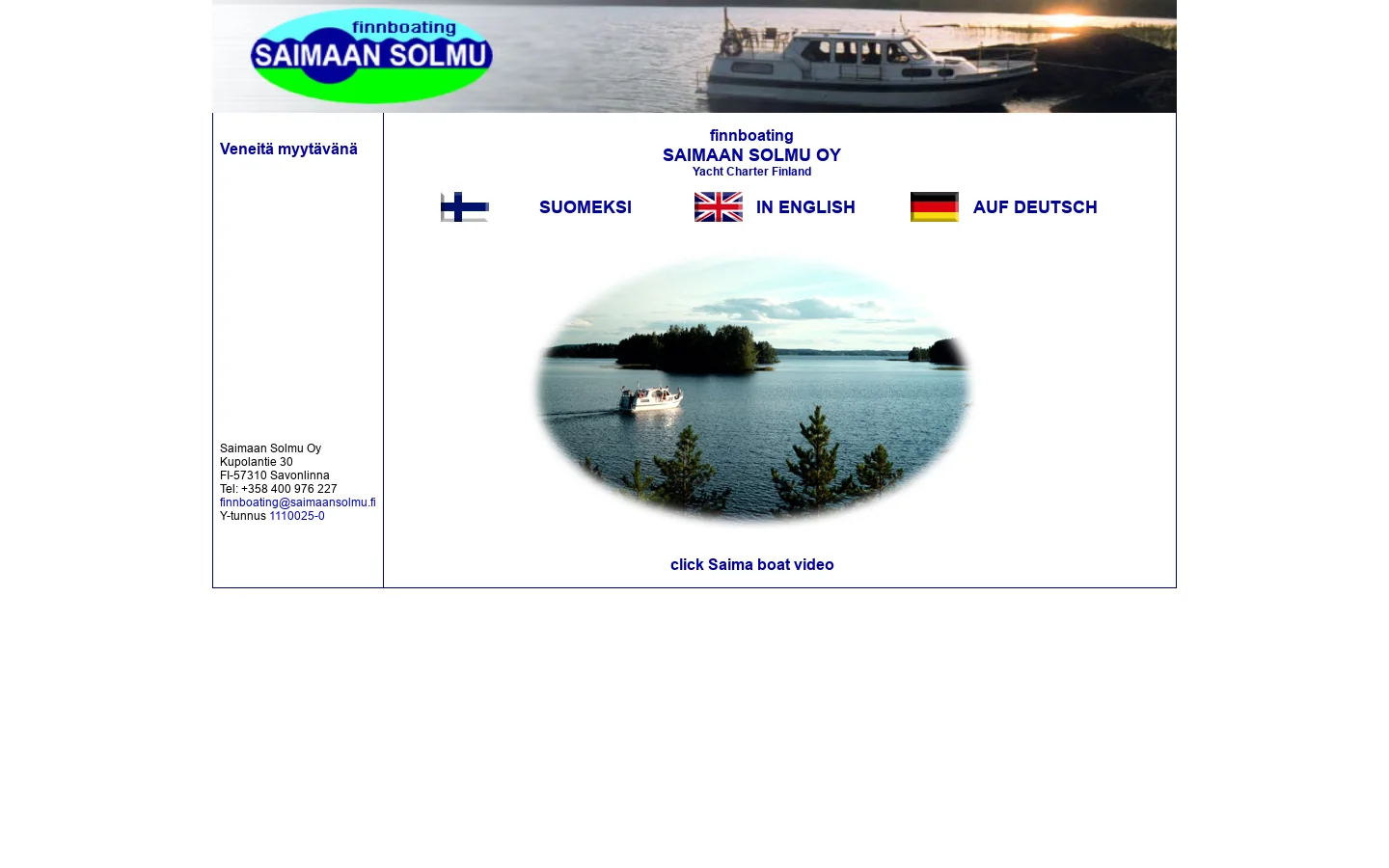 Venevuokraus, finnboating Saimaan Solmu Oy, Yacht Charter Finland, Hausboot Finnland 首页截图