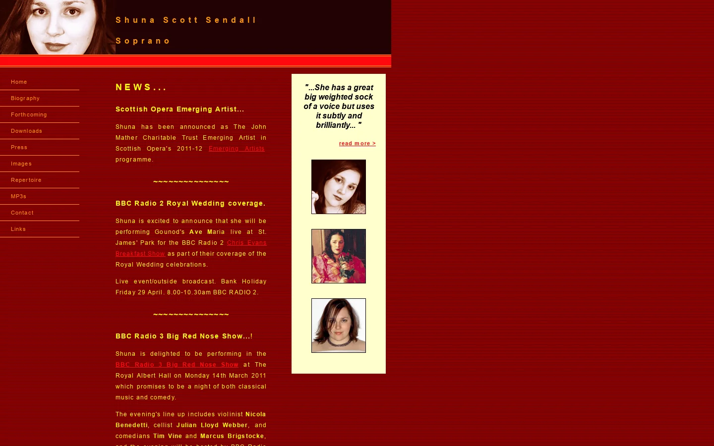 Shuna Sendall 首页截图