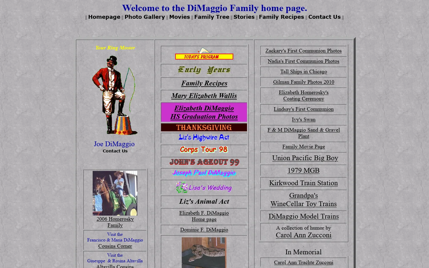The DiMaggio Family 首页截图