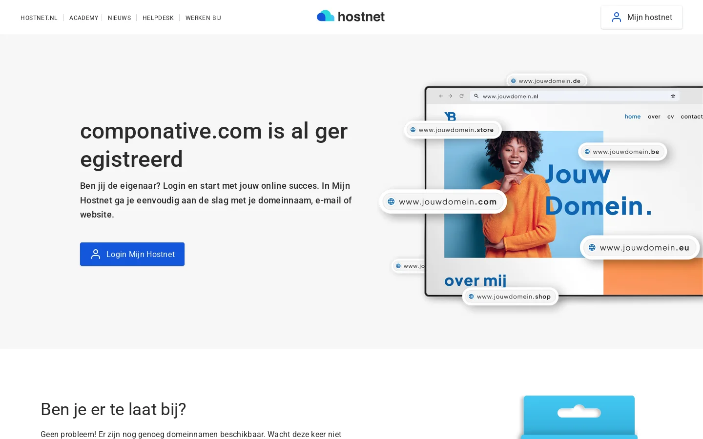 Hostnet: De grootste domeinnaam- en hostingprovider van Nederland. 首页截图