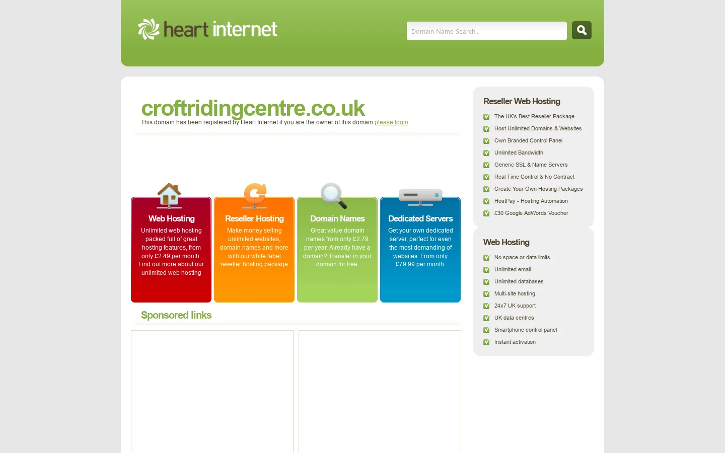 Web Hosting, Reseller Hosting & Domain Names from Heart Internet 首页截图