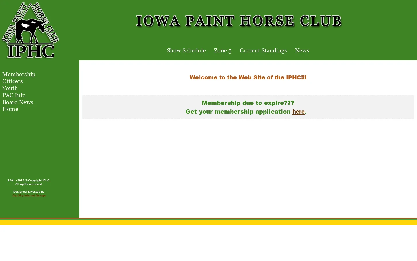 Iowa Paint Horse Club 首页截图