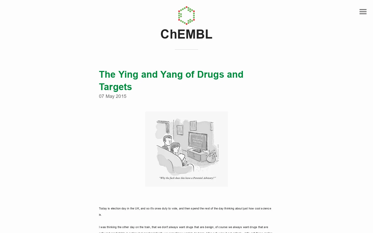 ChEMBL blog 首页截图