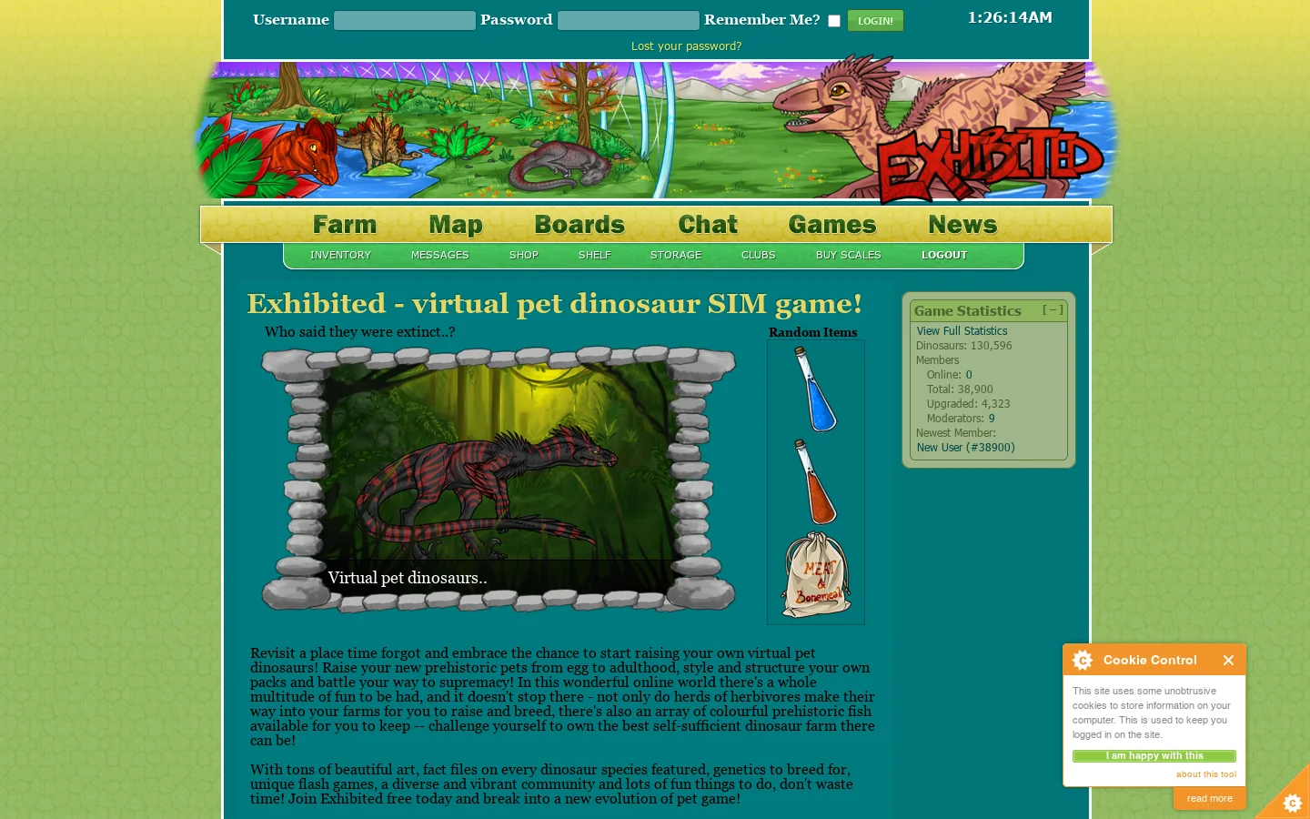 Exhibited!– Virtual Pet Dinosaurs! 首页截图