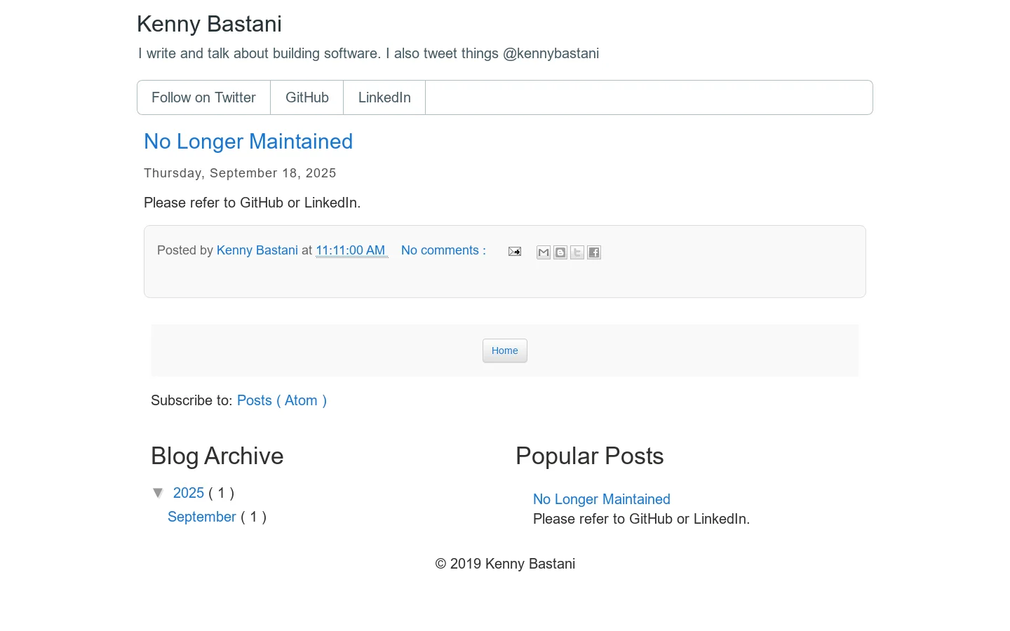 Kenny Bastani 首页截图