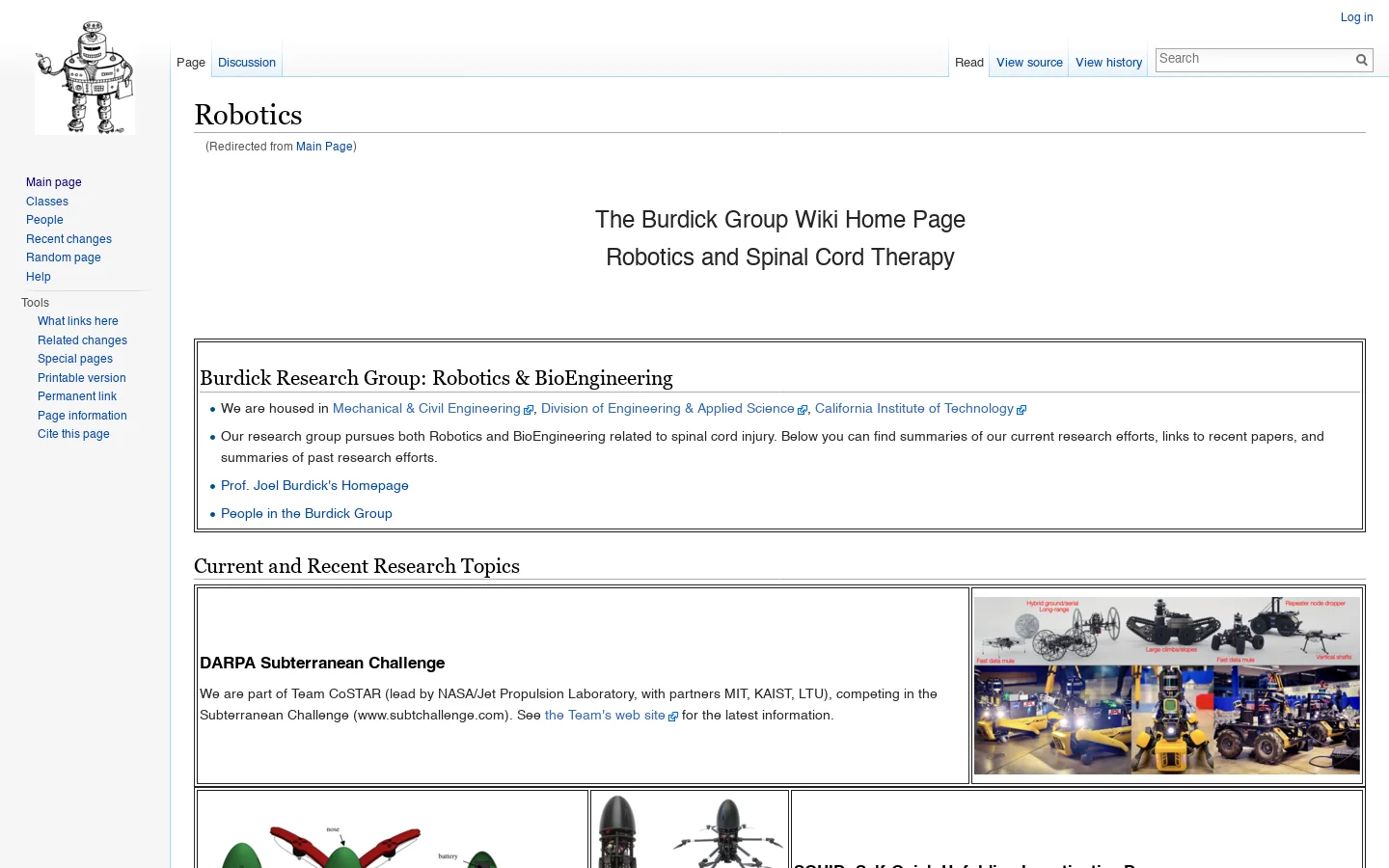 Robotics Wiki Redirect 首页截图