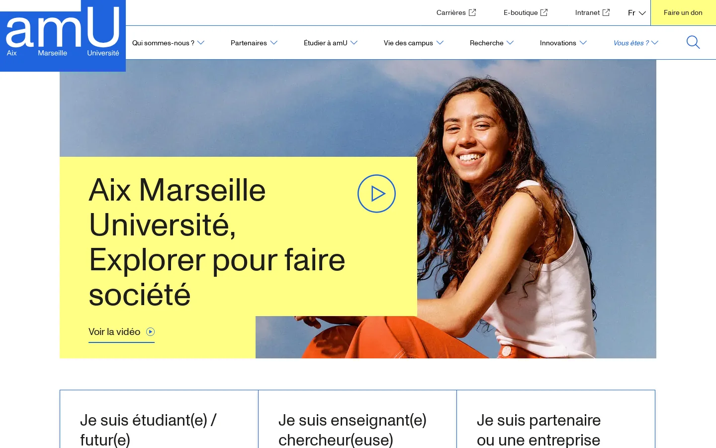 Accueil | Aix Marseille Université - amU 首页截图