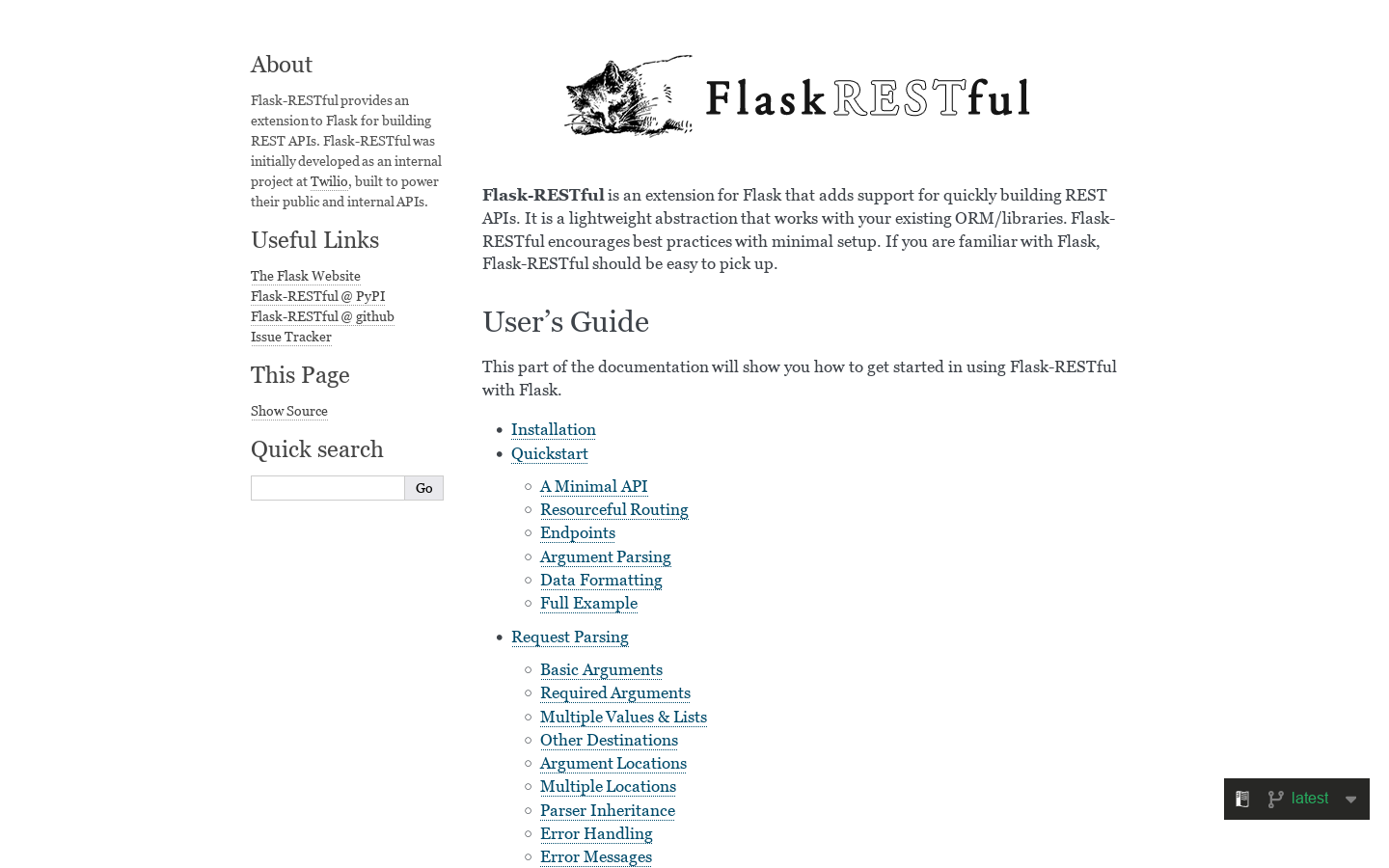 Flask-RESTful 首页截图
