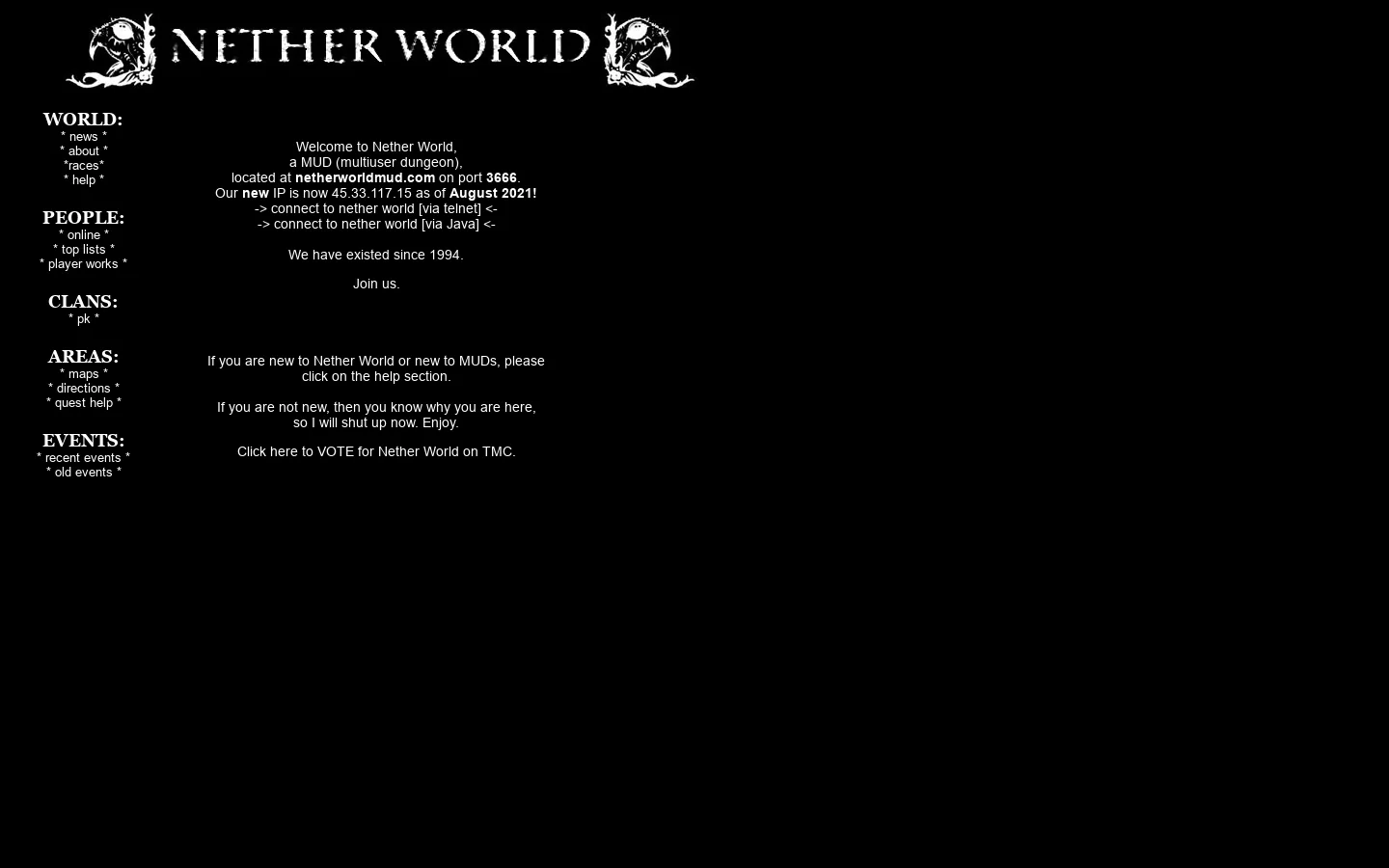Official Nether World Mud Website 首页截图