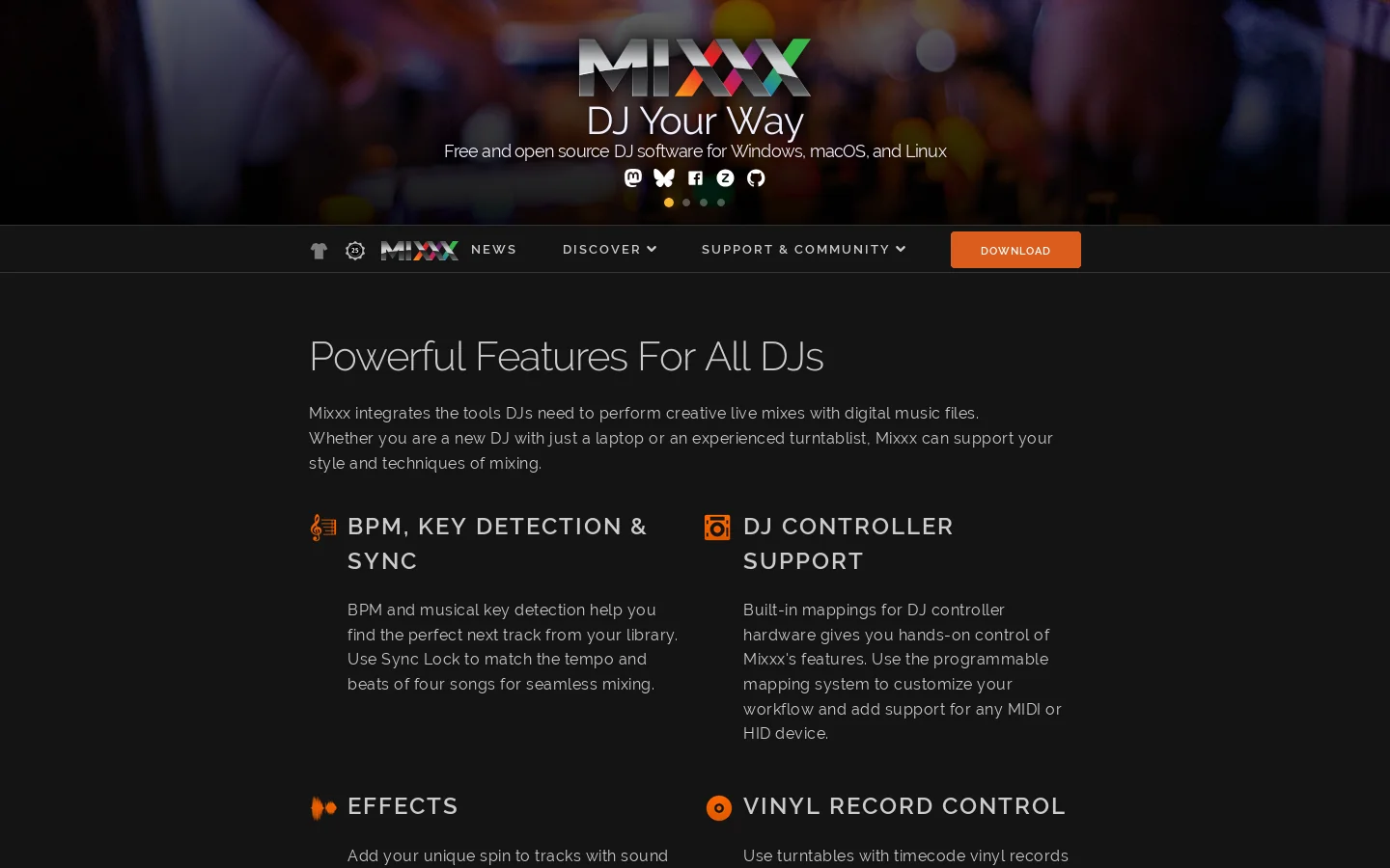 Mixxx 首页截图