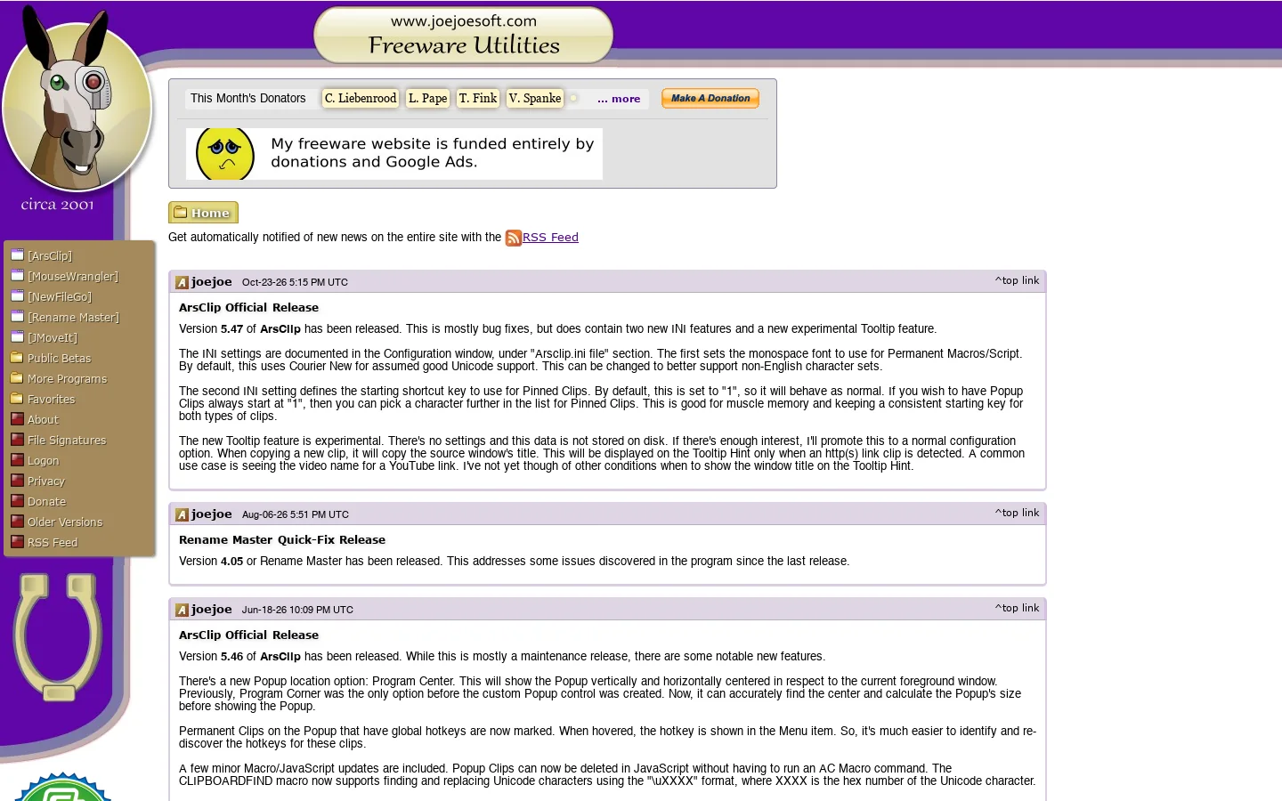 JoeJoe's freeware utilities - Home 首页截图