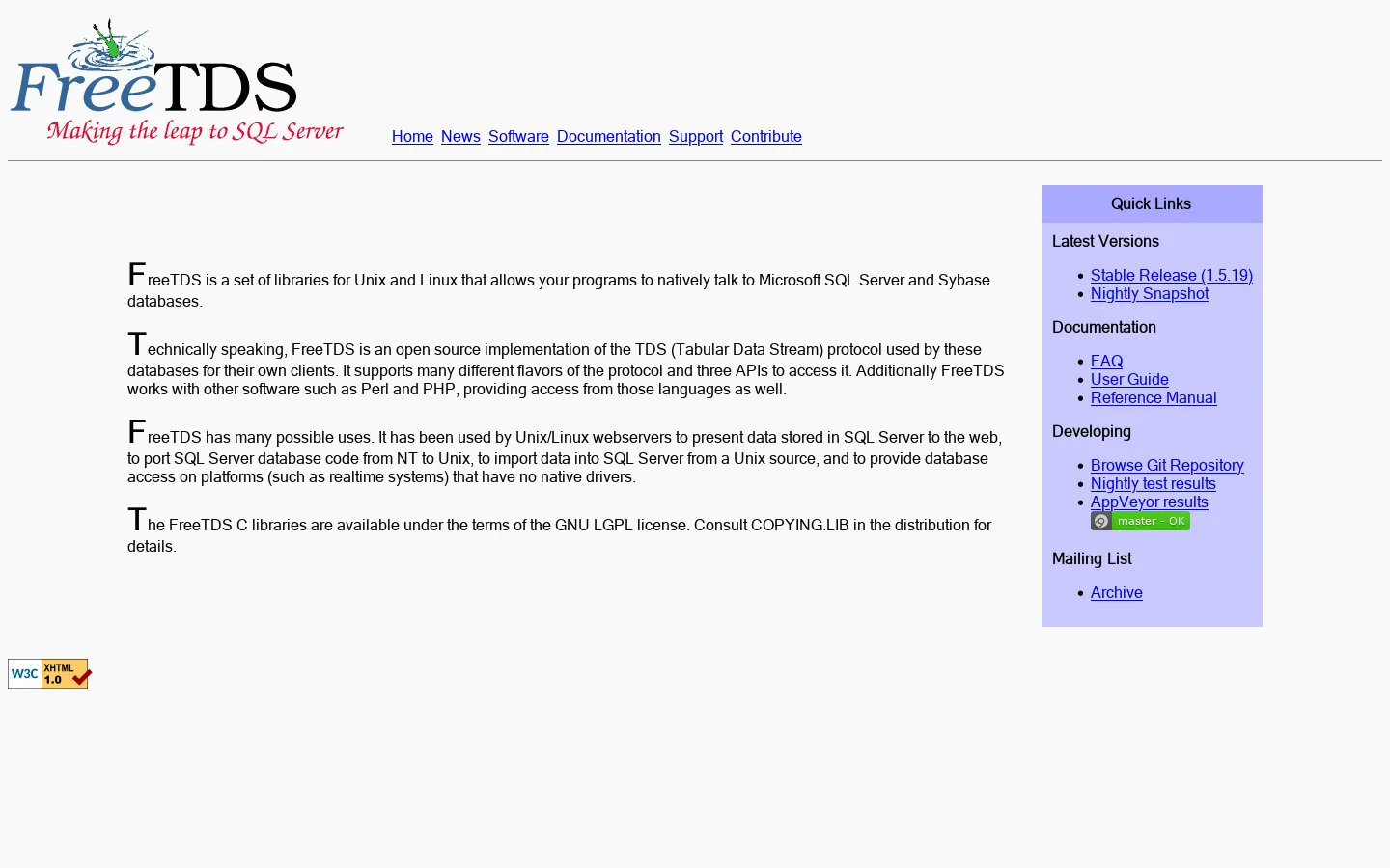 FreeTDS.org 首页截图