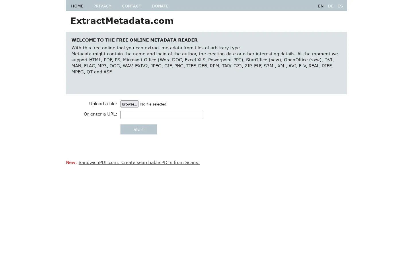 Metadata Viewer 首页截图