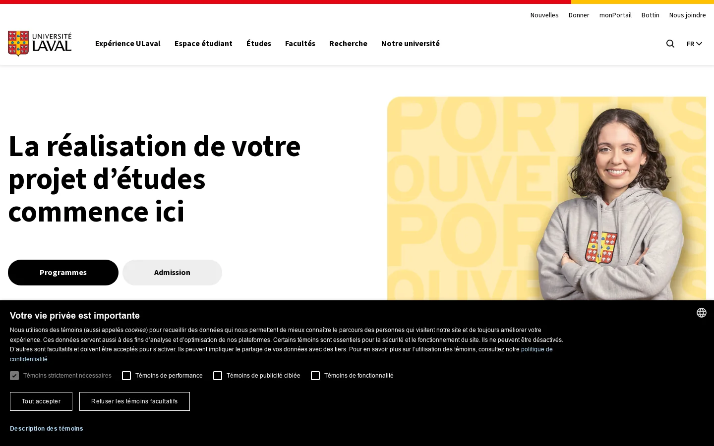 Accueil | Université Laval 首页截图