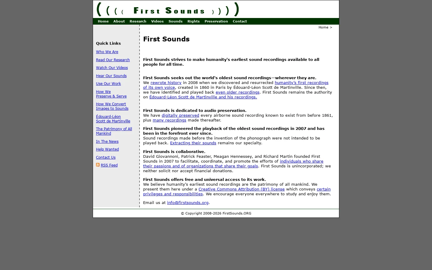 FirstSounds.ORG 首页截图