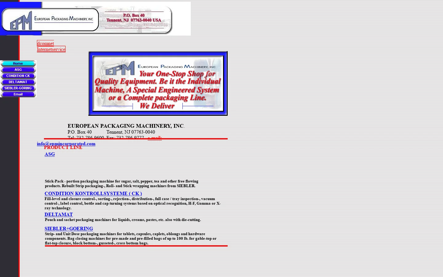 EPM European Packaging Machinery, Inc. - Engineered systems and complete packaging lines for pharmaceutical, cosmetics, food and many other industries 首页截图
