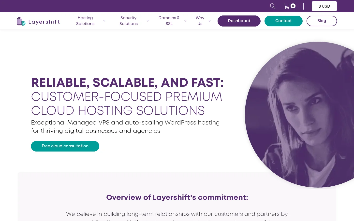 Layershift Premium Hosting 首页截图