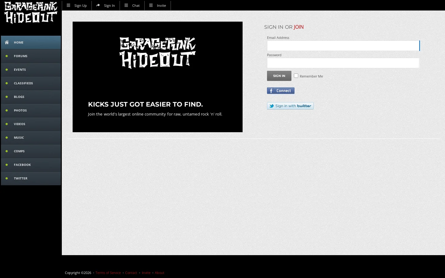 GaragePunk Hideout 首页截图