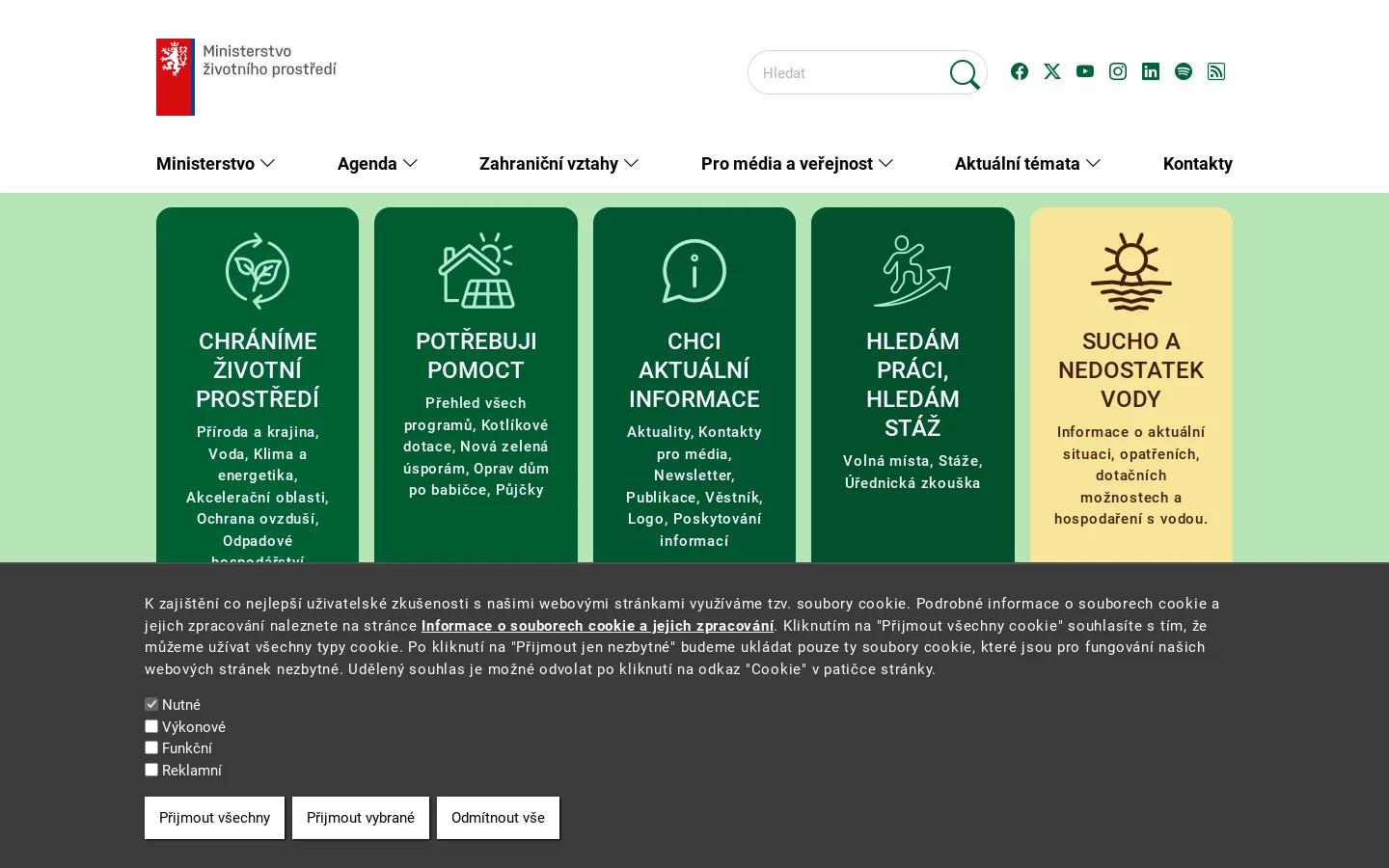 Úvodní stránka | Ministerstvo životního prostředí 首页截图