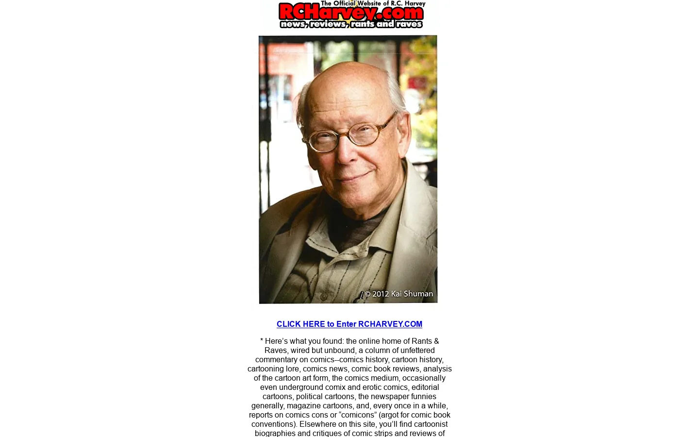 Official R.C. Harvey Homepage featuring exclusive comics, cartooning history & reviews 首页截图