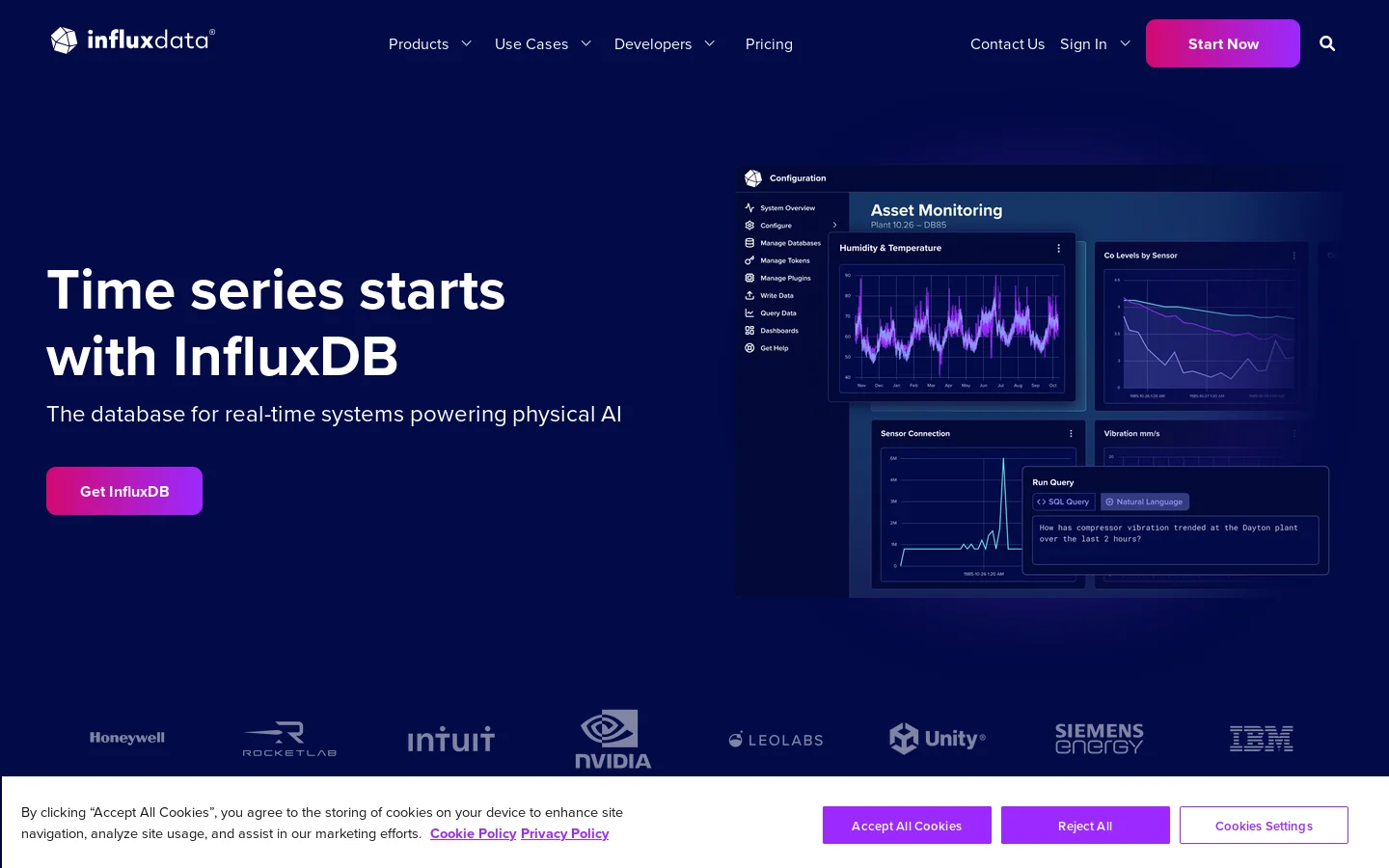 InfluxData 首页截图
