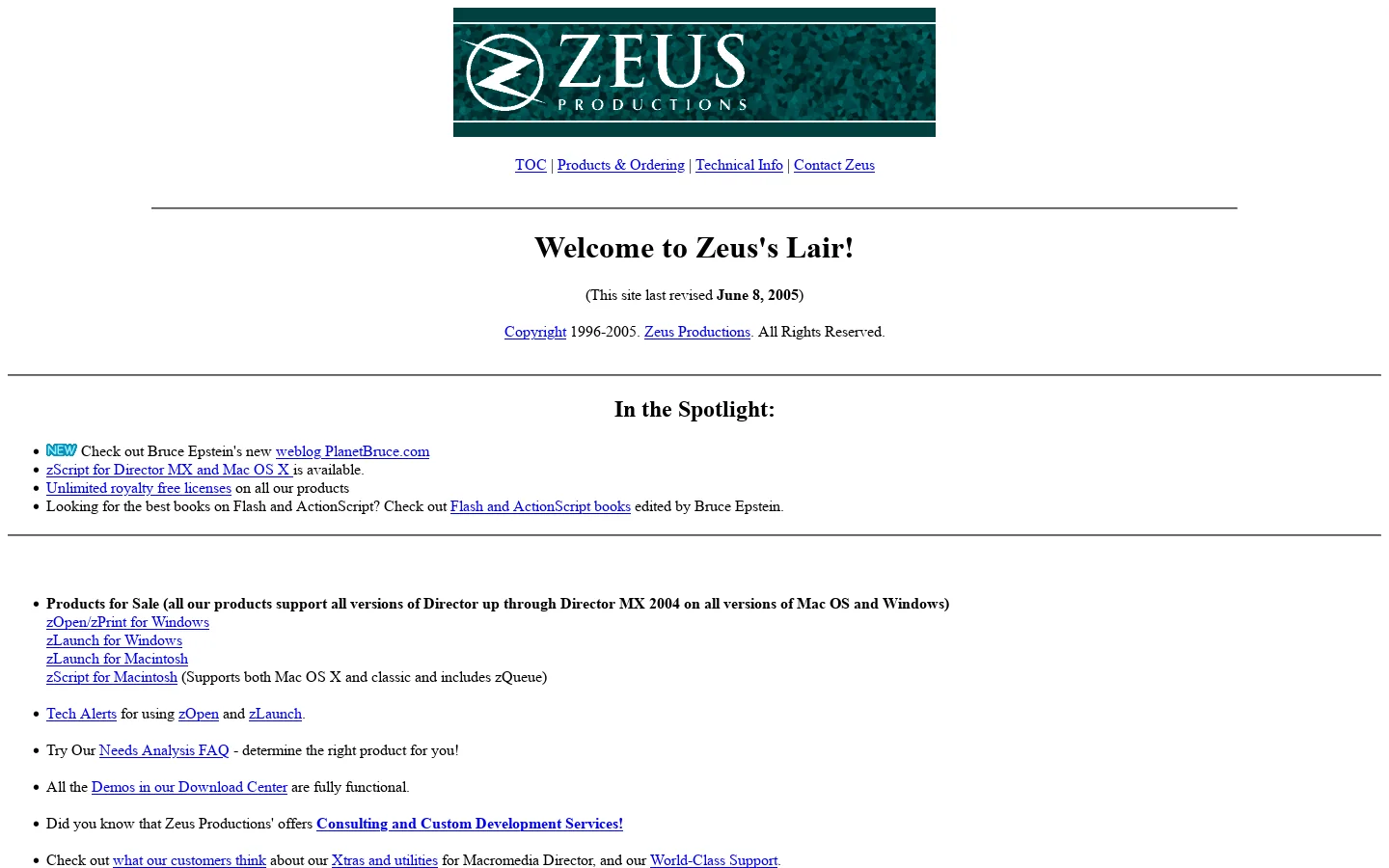 Zeus Productions 首页截图