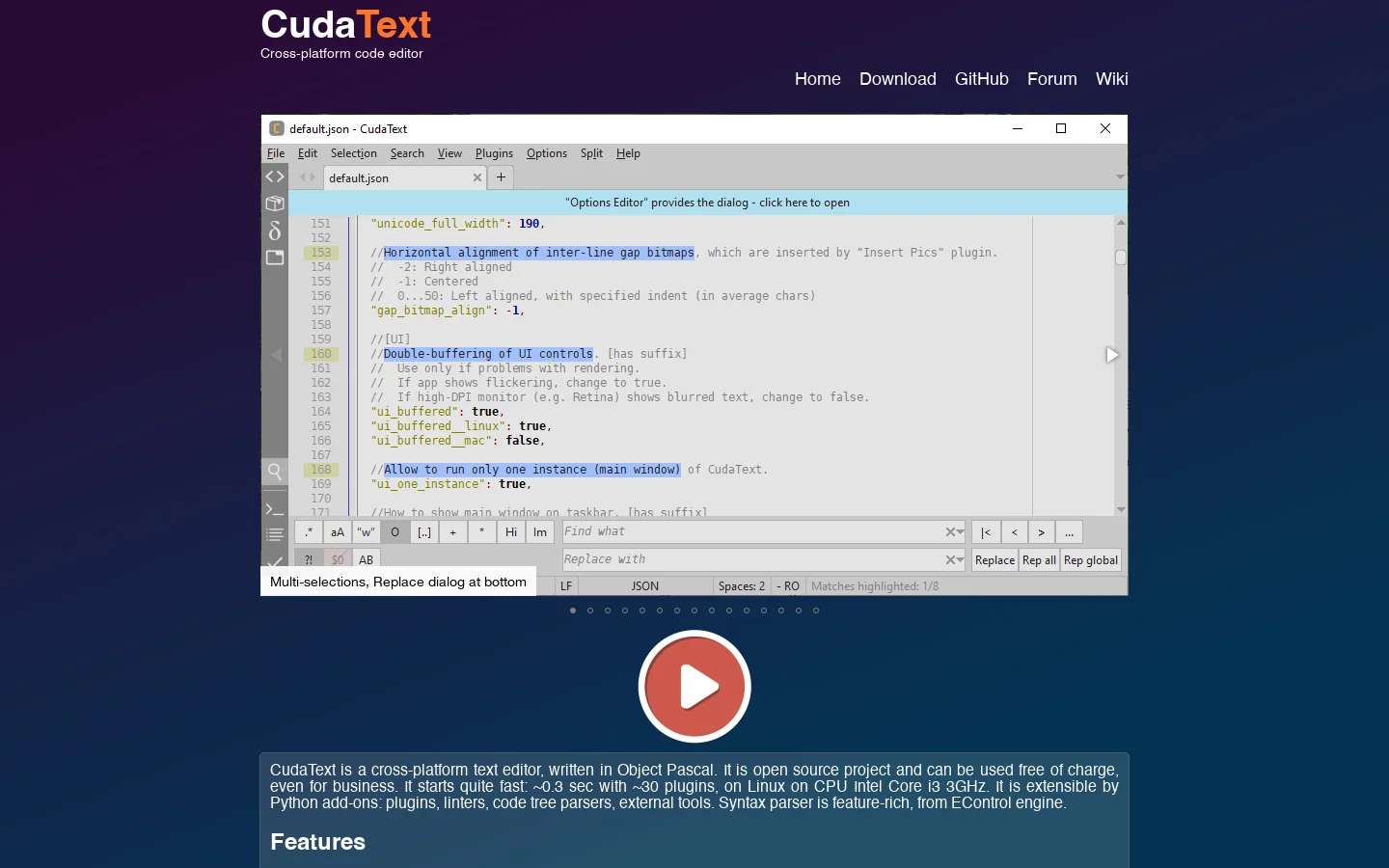 CudaText 首页截图